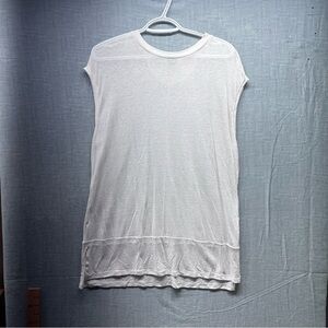 Free People We The Free White Linen Blend Muscle Tank Top Side Slit Relaxed M